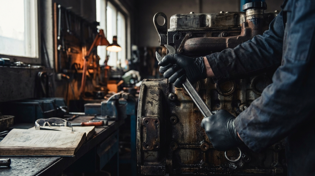 Nitriel handschoenen bij dieselonderhoud