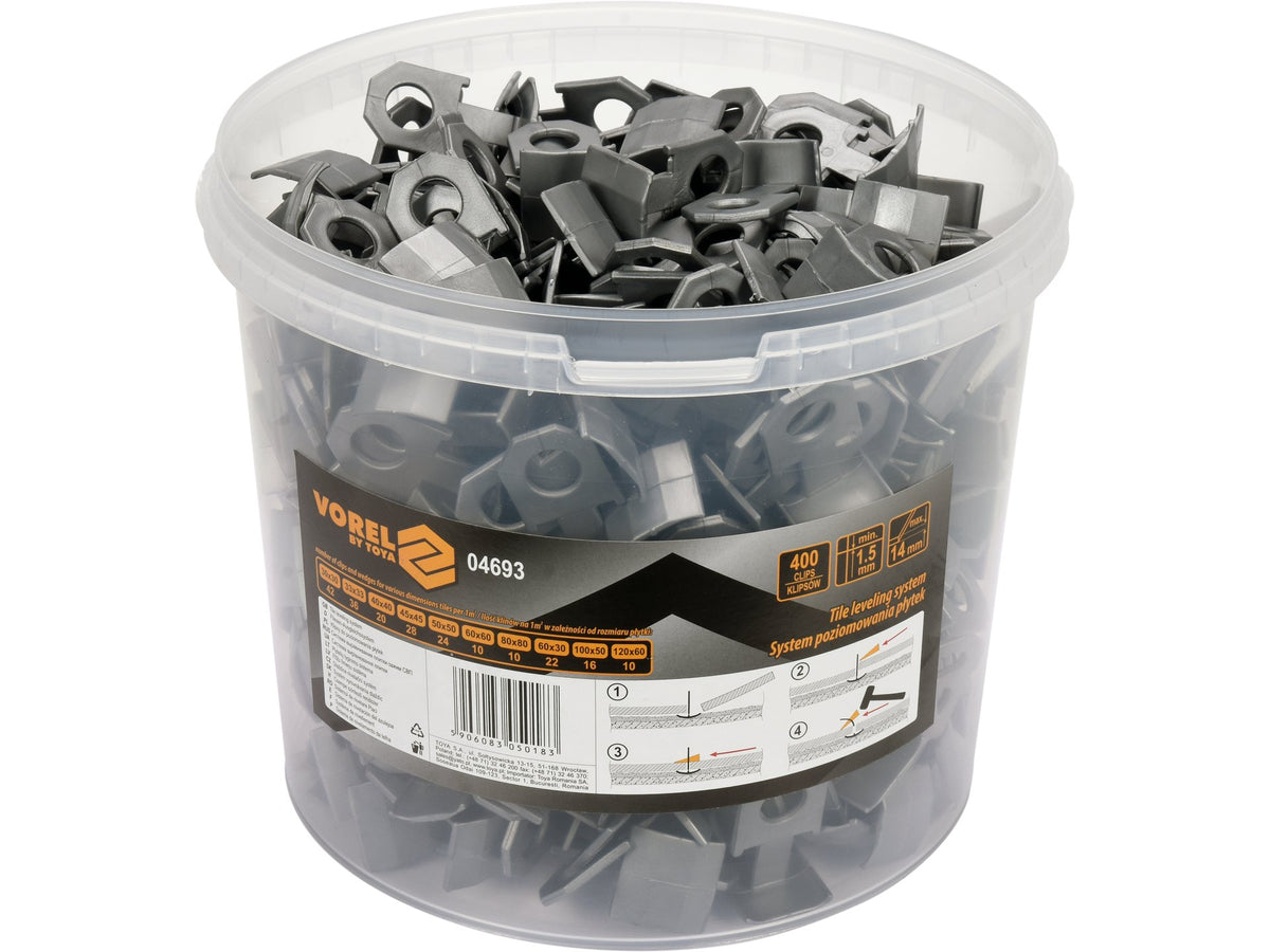 Systeem, Clips Voor Het Nivelleren Van Tegels 1,5MM, 400 St. In Een Emmer