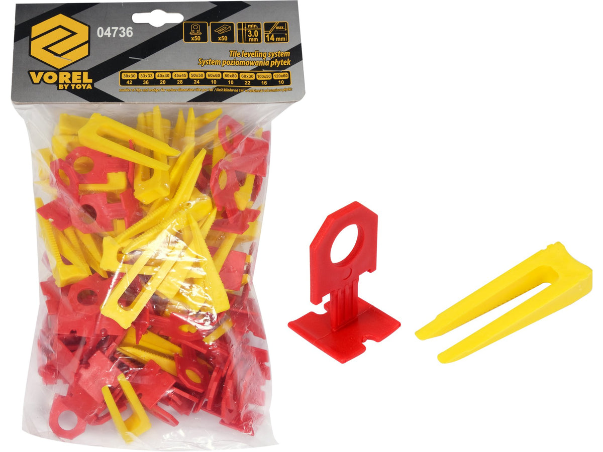 Systeem, Clips + Wiggen Voor Het Nivelleren Van Tegels 3MM, 50 + 50 St.