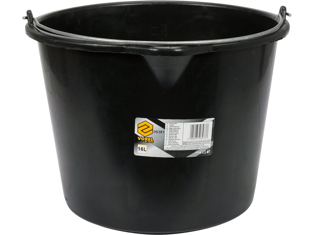 Bouwemmer, Zwart Met Tuit, 16 L