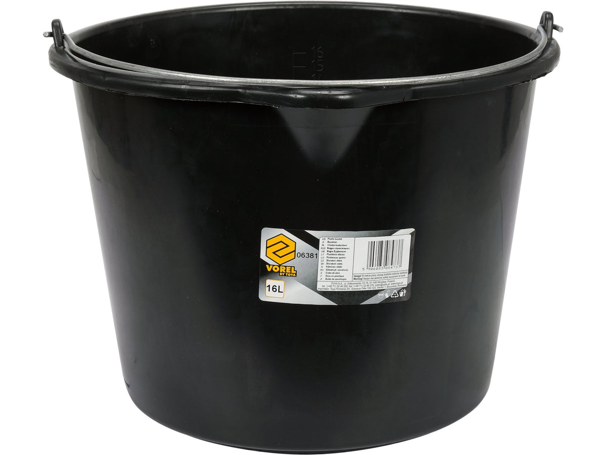 Bouwemmer, Zwart Met Tuit, 16 L