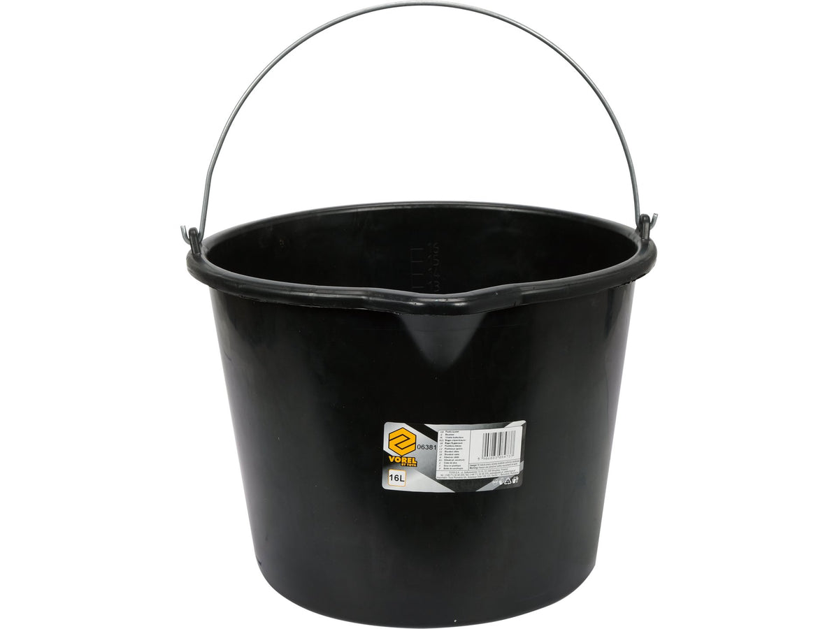Bouwemmer, Zwart Met Tuit, 16 L