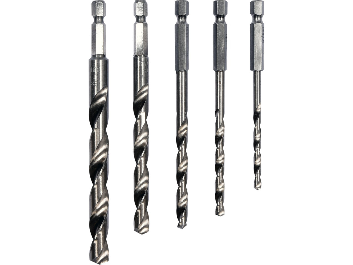 HSS Metaalboor Boorset, 5 Stuks, 4-10 Mm, Zeskanthendel 1/4''