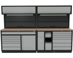 Modulair werkplaatssysteem 10-delig, zwart, grijs