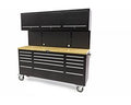182 cm Werkbank met Kastenwand en Houten Blad Zwart
