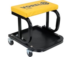Professionele Mobiele Werkplaatskruk - Verrijdbare Monteursstoel - Stalen Frame - Belastbaar tot 115 kg - Comfortabele Vinyl Zitting
