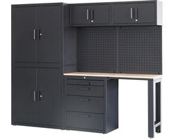 Premium Modulair Werkplaatssysteem, 8-delig (MAT ZWART)