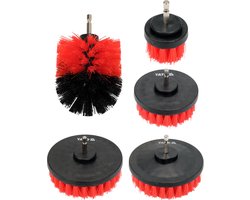 Borstelset voor Accuboor – 5-Delig – Nylon Reinigingsborstels – HEX Bit Aansluiting – Ø 5 t/m 12 cm – Schoonmaakborstels voor Boormachine