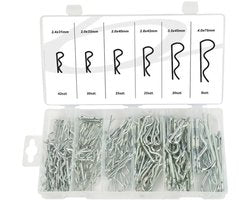GEKO Assortiment stalen borgclips - 6 maten - 150 stuks - Duurzaam en eenvoudig op te bergen
