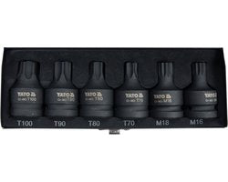 Professionele Krachtbitset 3/4" - 6-delig - XXL Torx & Spline (M16-M18) - Hoogwaardig CrMo Staal - Slagvaste Doppenset voor Vrachtwagens & Industrie
