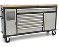 168 Cm. Professionele Verrijdbare Gereedschapswagen, Werkbank Met Massief Houten Werkblad