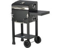 Charcoal Grill Deluxe Houtskoolbarbecue met Deksel - 39,5 x 29,5 cm - Verstelbaar Grillrooster - Ingebouwde Thermometer, Warmhoudrek & Wielen - Zwart