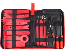 AMIO Clip Radio en Bekleding Verwijdering set 19 stuks met tas kleur in de kleur rood