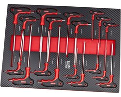 16 Delige T-Grepenset in Carbon Foam inlay voor Gereedschapswagen