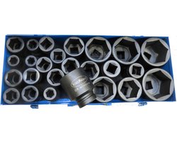 Stahlkaiser krachtdoppenset 25-delig, 1 inch, 17 - 75 mm, zeskant