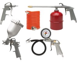 VOREL Compressoraccessoiresset incl. luchtblaaspistool, spuitpistool, waspistool en bandenpomppistool