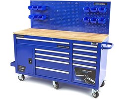 158 cm 10 Laden Werkbank met Deur en Achterwand – BLAUW