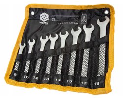 Vorel - Platte Ringsteeksleutelset - 8-delig - Chroom-Vanadium - Met Etui
