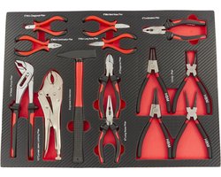 14 Delige Tangenset met Hamer in Carbon Foam inlay voor Gereedschapswagen