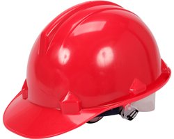 VOREL Professionele Veiligheidshelm – Bouwhelm Rood – HDPE Veiligheidshelm voor Bezoekers & Stagiairs – Verstelbaar