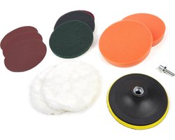 125 mm 12 Delige Polijstset en Schuurset met M14 en 6 mm