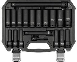 Lange Krachtdoppenset 1/2" – 19-Delig – CrMo Staal – Met Verlengstukken & Bit-Adapter – AS-Drive – Impact Doppen