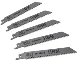 5 Delige 150 mm. 6 TPI Reciprozaagbladenset Voor Hout