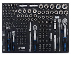Inlay met doppenset, ratelset 145-delig