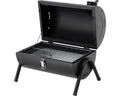 Compacte Houtskoolbarbecue met Deksel - Tafelbarbecue & Reisbarbecue - Dubbel Chroom-Plated Grillrooster (34 x 21 cm) - Met Ventilatieschuif & Houten Handgreep - Zwart