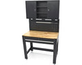 115 Cm. Werkbank Met Houten Werkblad, Achterwand Met Kastenwand, Led Verlichting , Stekkerdoos