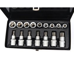 Inwendige en uitwendige torx doppenset 16 delig 1/2 inch