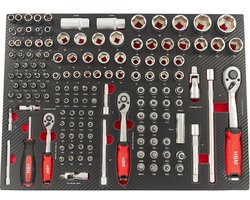 145 Delige Doppenset met Ratels in Carbon Foam inlay voor Gereedschapswagen