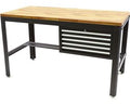 155 cm Professionele Werkbank met 5 Laden en Houten Werkblad Zwart