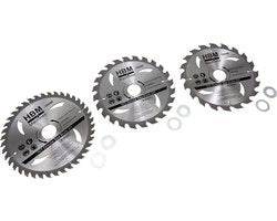 3 Delige 184 mm Profi Cirkelzaagbladenset Met Verloopringen