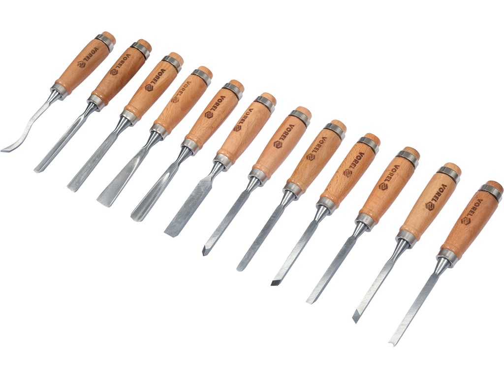 Houtbeitels Set. 12 Stuks.