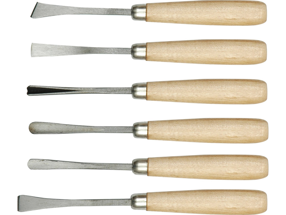 Snijbeitels Met Houten Handvat, 6 Stuks.