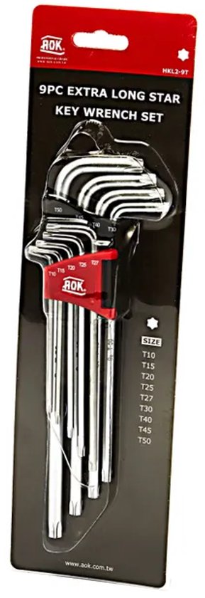 AOK 9 Delige Professionele Torx Lange Inbussleutel Set