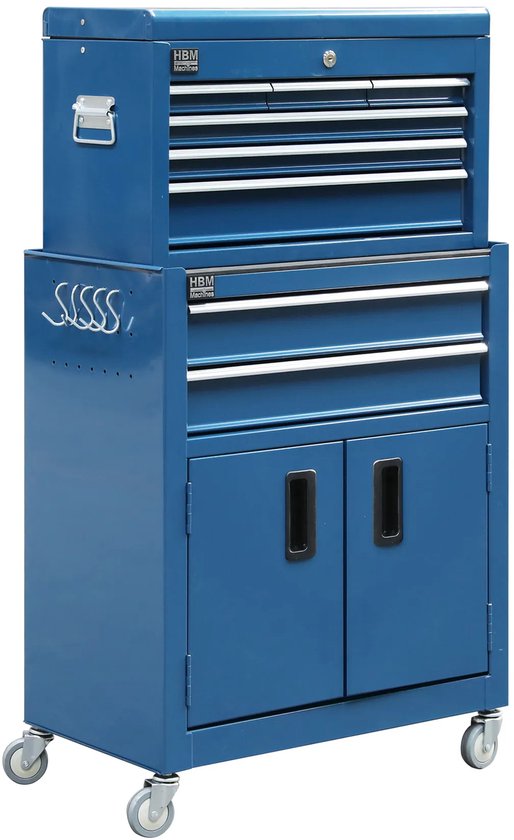 Gereedschapswagen inclusief opzetkast, blauw, model 2