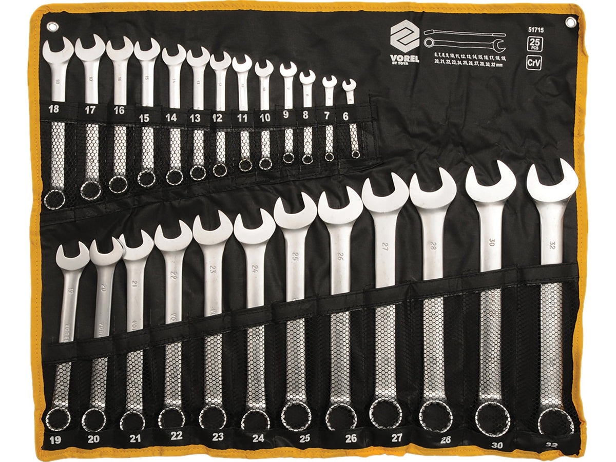 Combinatiesleutels 6-32 Mm, Cv, Set. 25 Stuks. Satijn, Geval