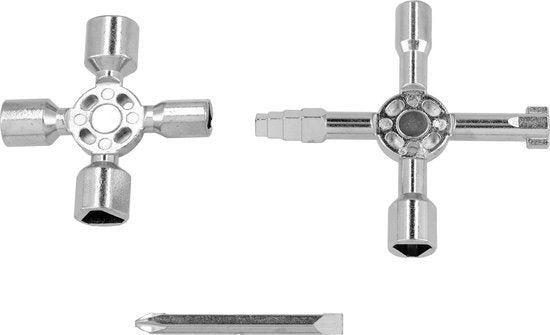 Professionele Universele Schakelkastsleutel - 10-in-1 Multifunctionele Sleutel voor Gas, Water, Elektra & Technische Kasten - Premium Zinklegering