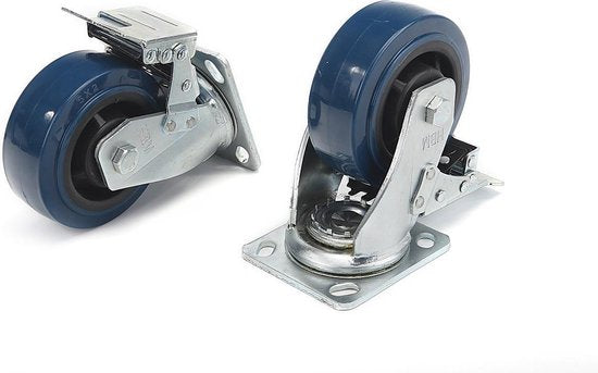 4 Stuks Profi 125 mm. Zwenkwiel met Rem
