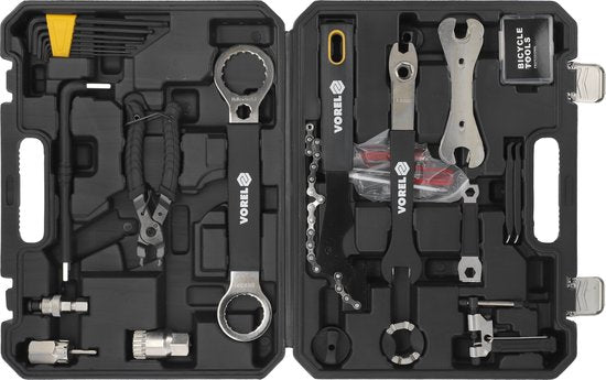 Professionele Fietsgereedschapsset in Koffer – Complete Fietsreparatieset voor Ketting, Cassette, Trapas & Banden – CrV Staal