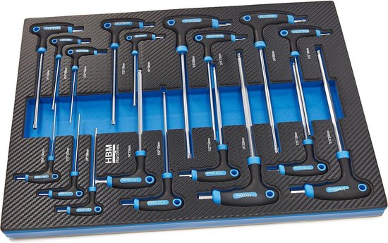 18 Delige T-Grepen INCH Maten Carbon Foam inlay voor Gereedschapswagen