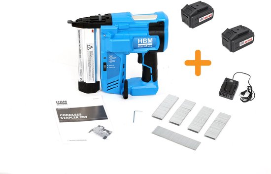 Professionele Tacker en Spijkerpistool Incl. 2 Accu's 20 Volt 5,0 Ah (50/40mm lengte )