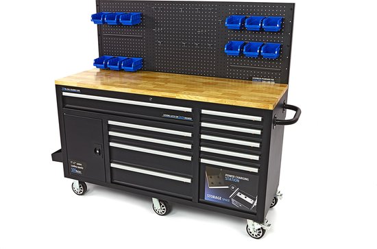 158 cm. 10 Laden Werkbank met Deur en Achterwand (Zwart)