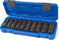 10 Delige Diepe 1/2" Metrische Zeskant - Krachtdoppen Set