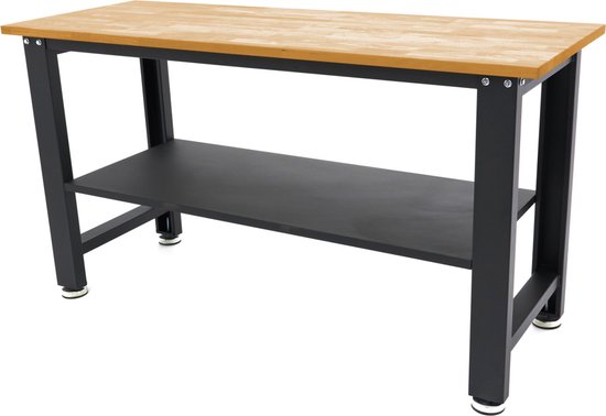 160 Cm. Professionele Werkbank Met Massief Houten Werkblad (Maximaal draaggewicht totaal 1000 Kg)