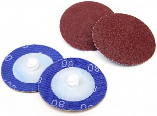 10 Stuks Schuurschijven 50 mm K80 met Roll on opname