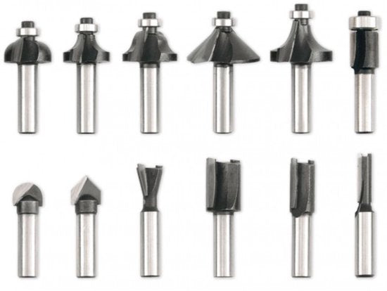 Vorel - Houtfrees Bitset - 12 Stuks - 8 mm Schacht - Voor Houtbewerking