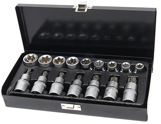 16 Delige 1/2" Inwendige en Uitwendige Torx Doppenset